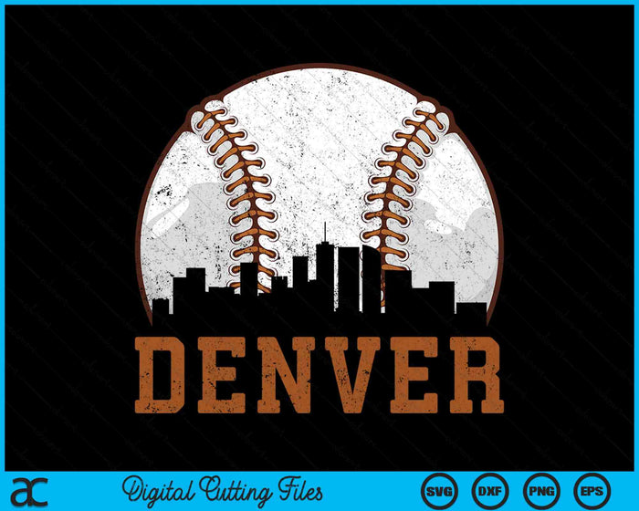 Vintage Denver Cityscape Baseball SVG PNG Digital Printable Files