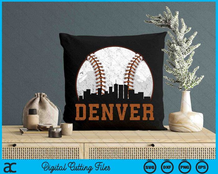 Vintage Denver Cityscape Baseball SVG PNG Digital Printable Files