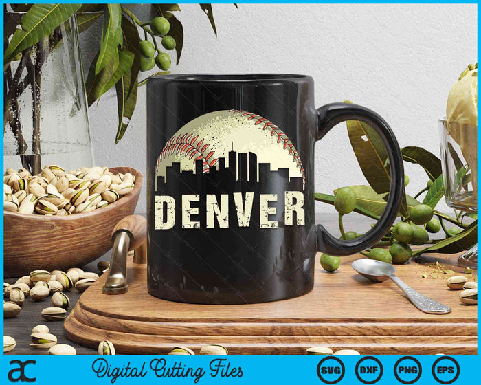 Vintage Denver Cityscape Baseball Lover SVG PNG Digital Cutting Files
