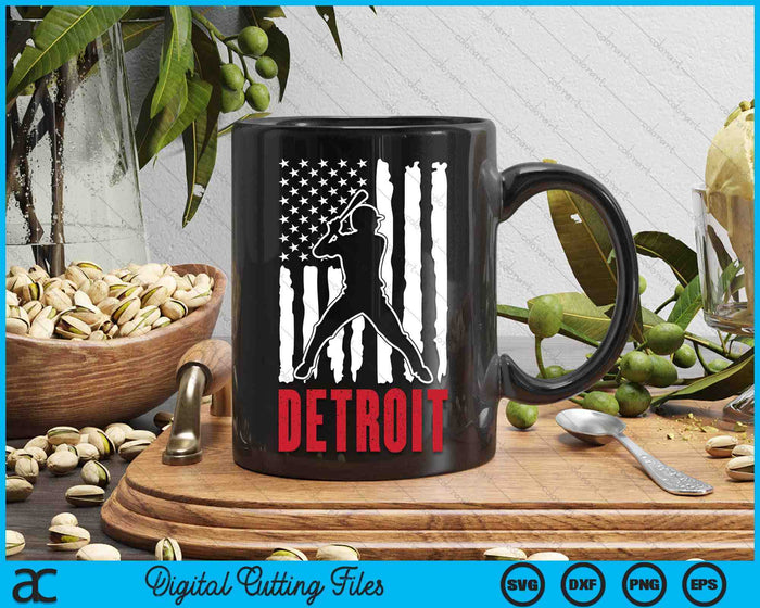 Vintage Detroit American Flag Distressed Baseball SVG PNG Digital Cutting Files
