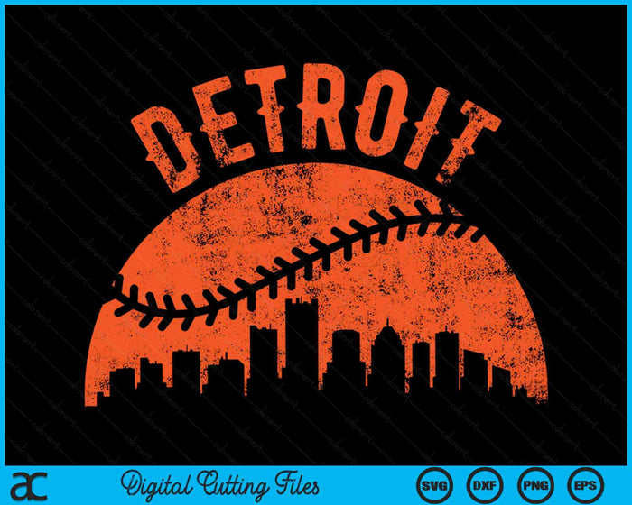 Vintage Detroit City Baseball SVG PNG Digital Cutting Files