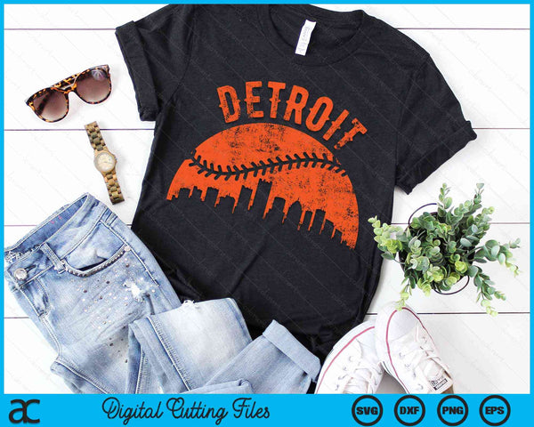 Vintage Detroit City Baseball SVG PNG Digital Cutting Files