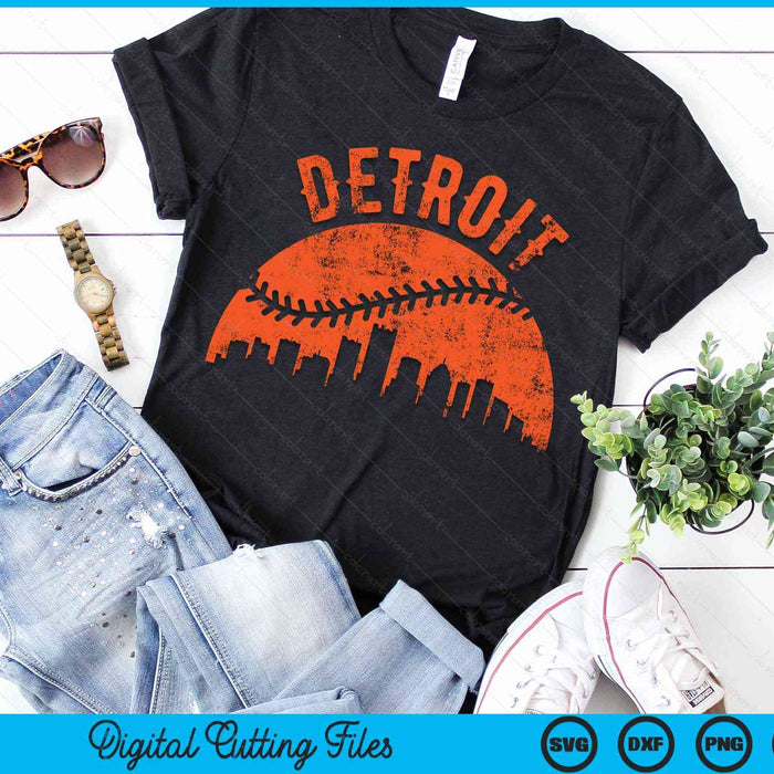 Vintage Detroit City Baseball SVG PNG Digital Cutting Files