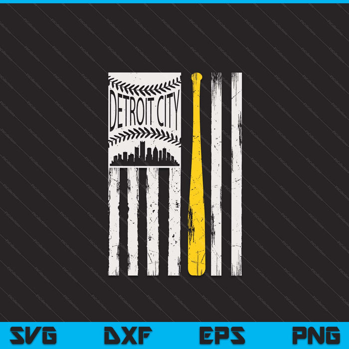 Vintage Detroit city baseball flag patriotic baseball SVG PNG cut file for Cricut