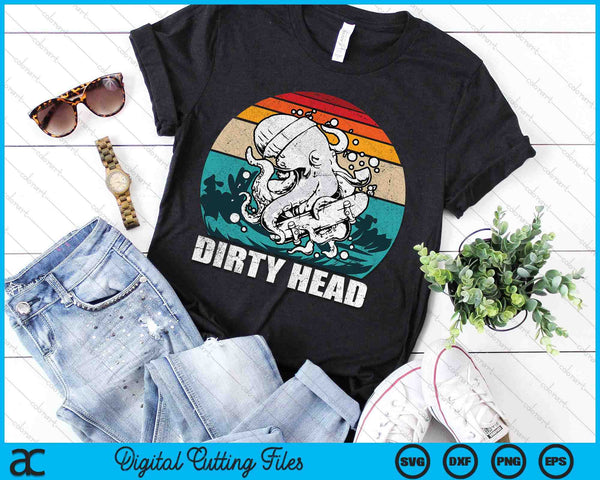 Vintage Dirty Octopus Heads With Skateboard Music Lover SVG PNG Digital Printable Files
