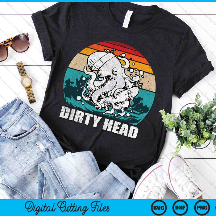 Vintage Dirty Octopus Heads With Skateboard Music Lover SVG PNG Digital Printable Files