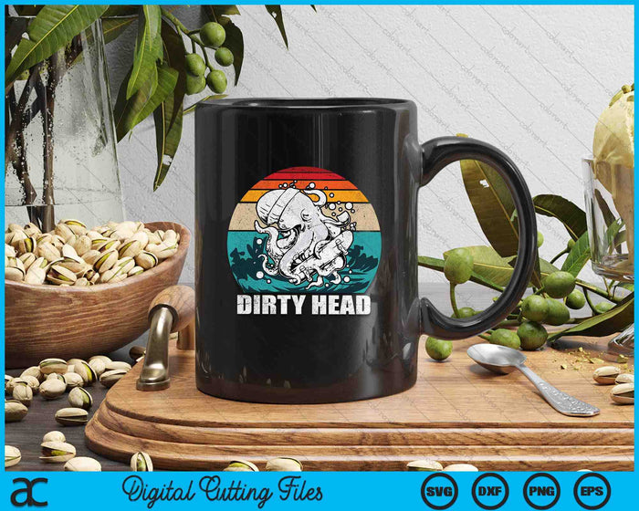 Vintage Dirty Octopus Heads With Skateboard Music Lover SVG PNG Digital Printable Files