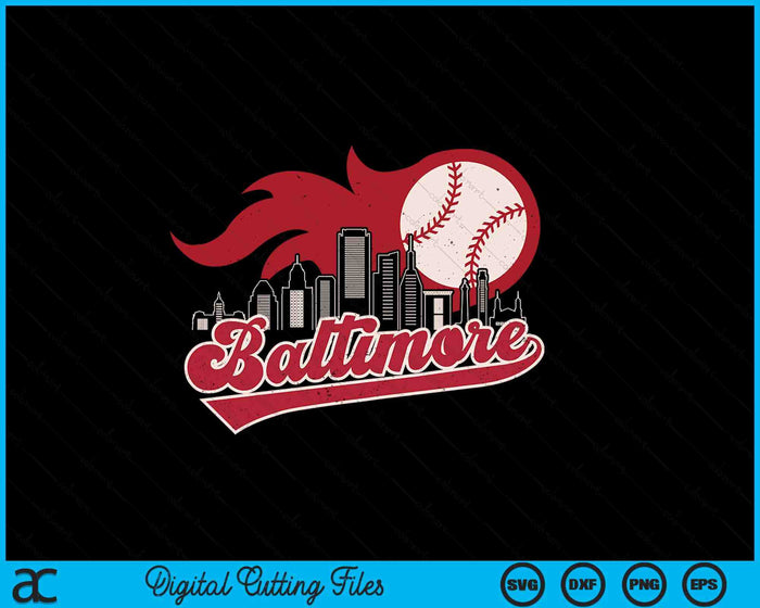 Vintage Distressed Baltimore Baseball Lovers SVG PNG Digital Printable Files