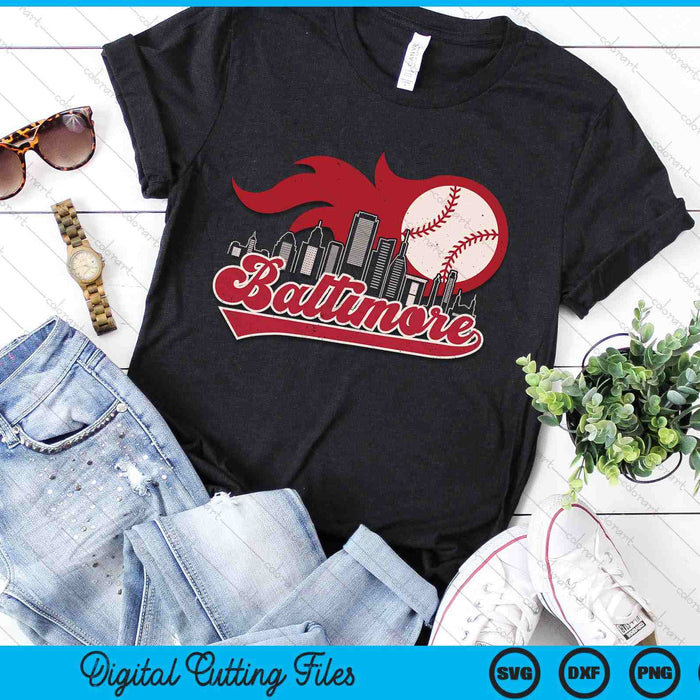 Vintage Distressed Baltimore Baseball Lovers SVG PNG Digital Printable Files