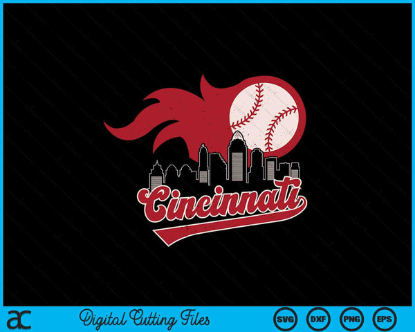 Vintage Distressed Cincinnati Baseball Lovers SVG PNG Digital Printable Files