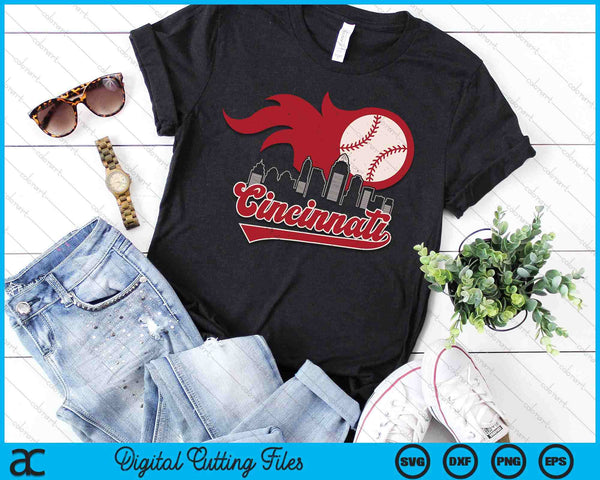 Vintage Distressed Cincinnati Baseball Lovers SVG PNG Digital Printable Files