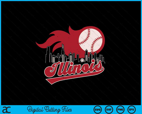Vintage Distressed Illinois Baseball Lovers SVG PNG Digital Printable Files