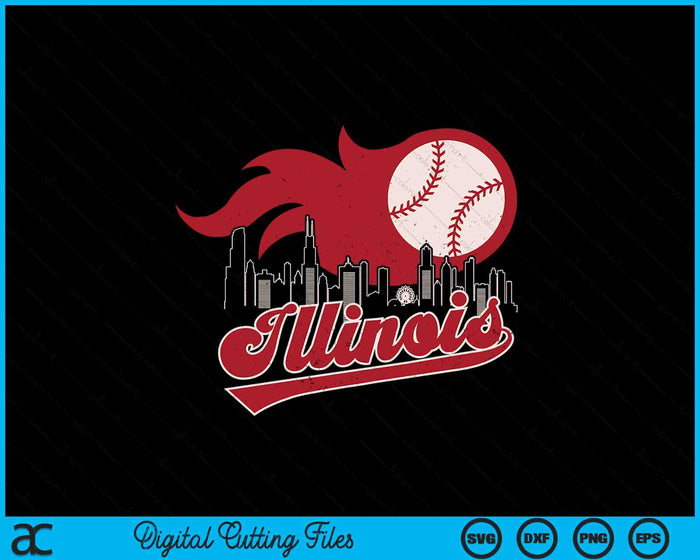 Vintage Distressed Illinois Baseball Lovers SVG PNG Digital Printable Files