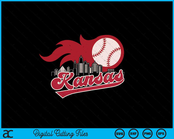 Vintage Distressed Kansas Baseball Lovers SVG PNG Digital Printable Files