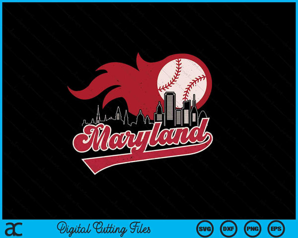 Vintage Distressed Maryland Baseball Lovers SVG PNG Digital Printable Files