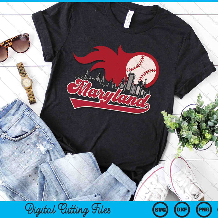 Vintage Distressed Maryland Baseball Lovers SVG PNG Digital Printable Files