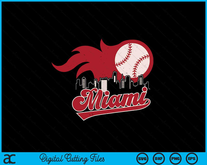 Vintage Distressed Miami Baseball Lovers SVG PNG Digital Printable Files
