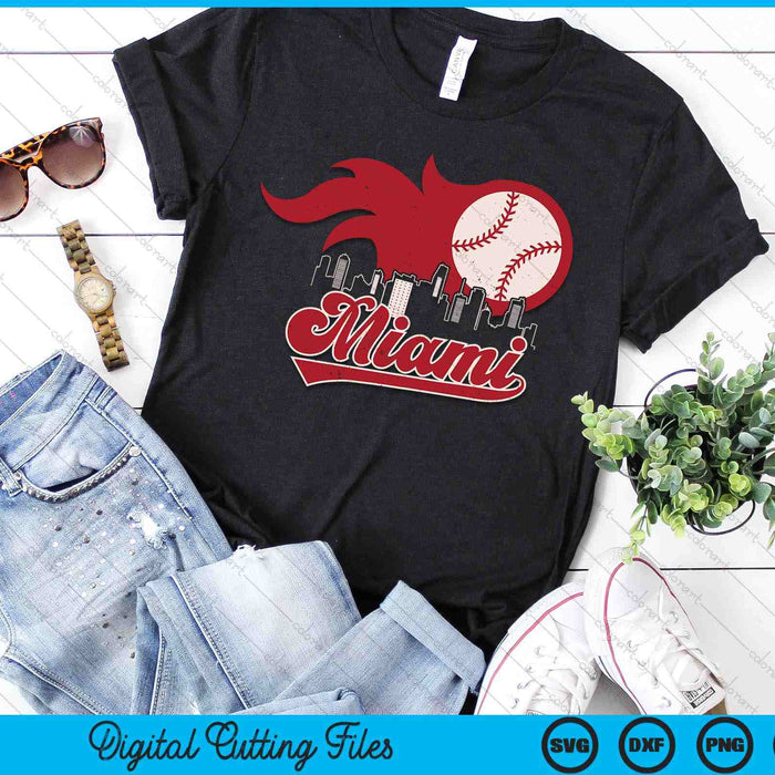 Vintage Distressed Miami Baseball Lovers SVG PNG Digital Printable Files