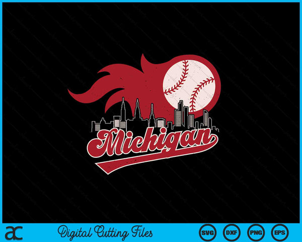 Vintage Distressed Michigan Baseball Lovers SVG PNG Digital Printable Files