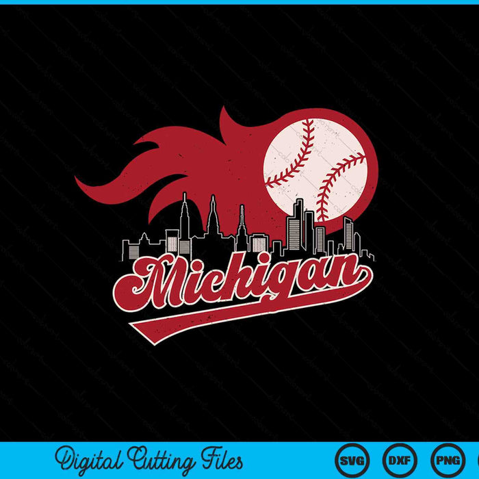 Vintage Distressed Michigan Baseball Lovers SVG PNG Digital Printable Files
