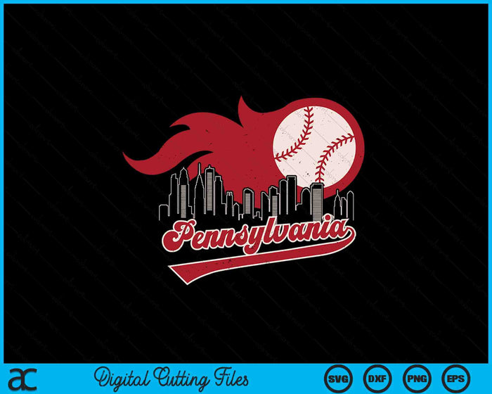 Vintage Distressed Pennsylvania Baseball Lovers SVG PNG Digital Printable Files