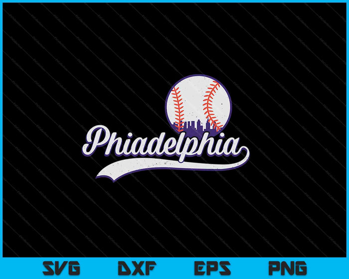 Vintage angustiado Filadelfia amantes del béisbol SVG PNG cortando archivos imprimibles