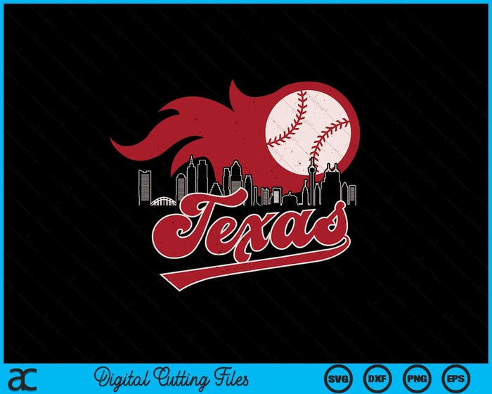 Vintage Distressed Texas Baseball Lovers SVG PNG Digital Printable Files