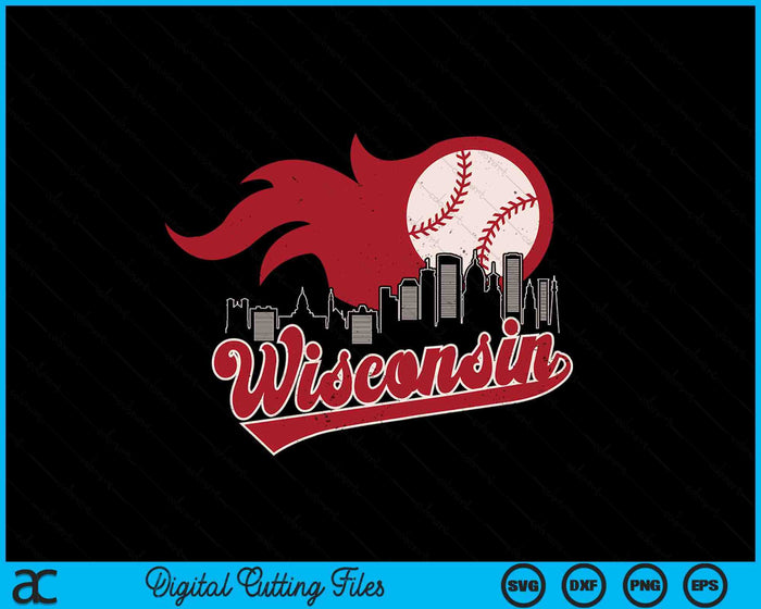 Vintage Distressed Wisconsin Baseball Lovers SVG PNG Digital Printable Files