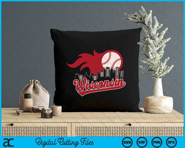 Vintage Distressed Wisconsin Baseball Lovers SVG PNG Digital Printable Files