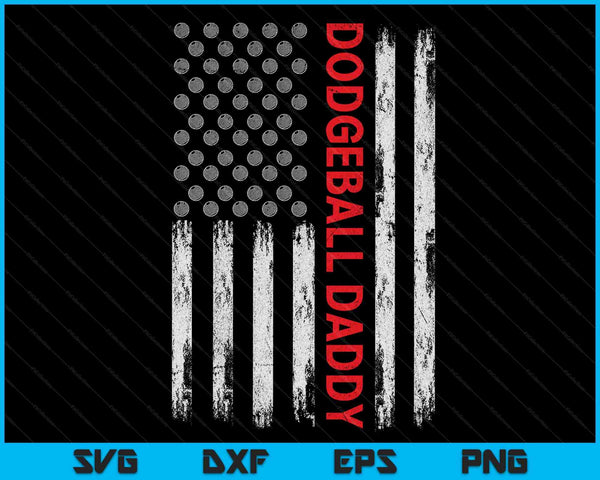 Vintage Dodgeball Daddy USA vlag SVG PNG digitale afdrukbare bestanden
