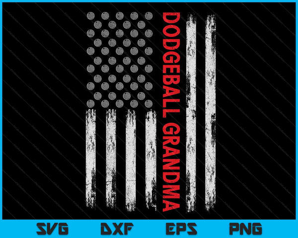 Vintage Dodgeball Grandma USA Flag SVG PNG Digital Printable Files