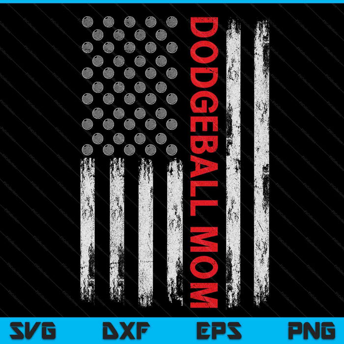 Vintage dodgeball mom USA flag SVG PNG cut file for Cricut