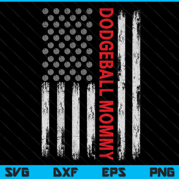 Vintage dodgeball mommy USA flag SVG PNG cut file for Cricut