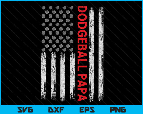 Vintage Dodgeball Papa USA Flag SVG PNG Digital Printable Files