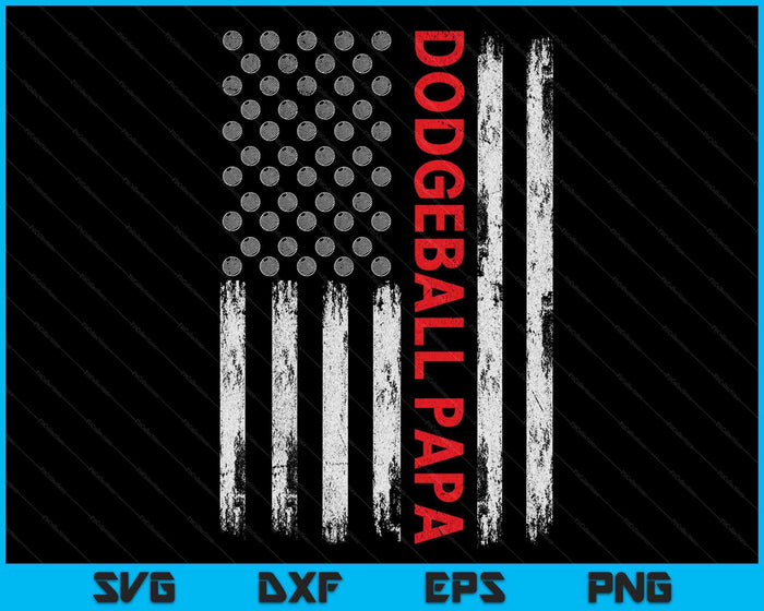 Vintage Dodgeball Papa USA vlag SVG PNG digitale afdrukbare bestanden