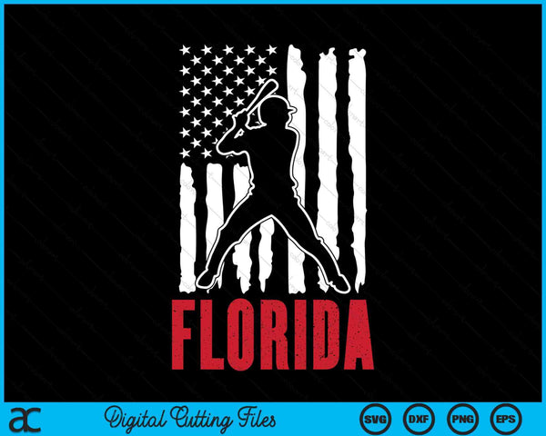 Vintage Florida American Flag Distressed Baseball SVG PNG Digital Cutting Files
