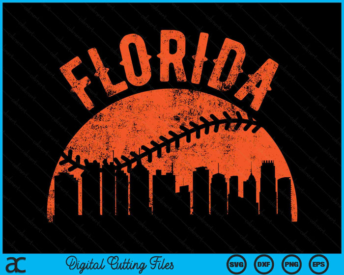 Vintage Florida City Baseball SVG PNG Digital Cutting Files