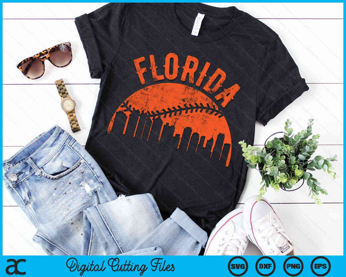 Vintage Florida City Baseball SVG PNG Digital Cutting Files