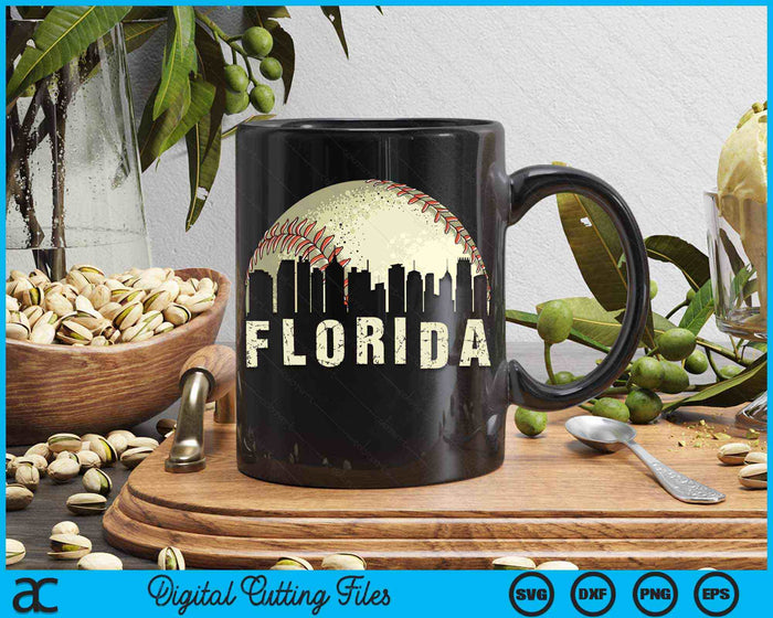 Vintage Florida Cityscape Baseball Lover SVG PNG Cutting Printable Files