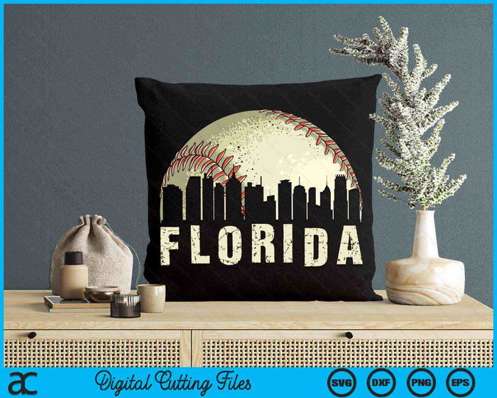 Vintage Florida Cityscape Baseball Lover SVG PNG Cutting Printable Files