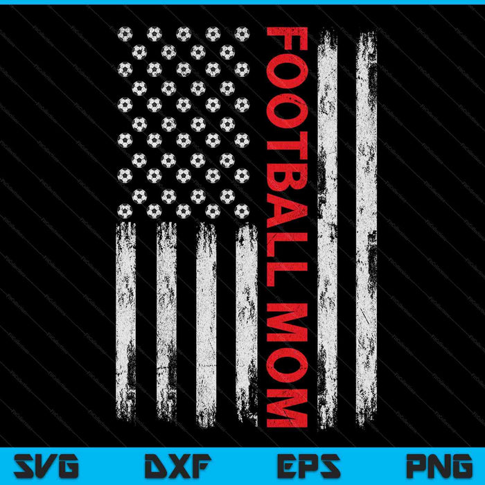 Vintage football mom USA flag SVG PNG cut file for Cricut