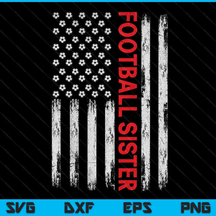 Vintage football sister USA flag SVG cut file