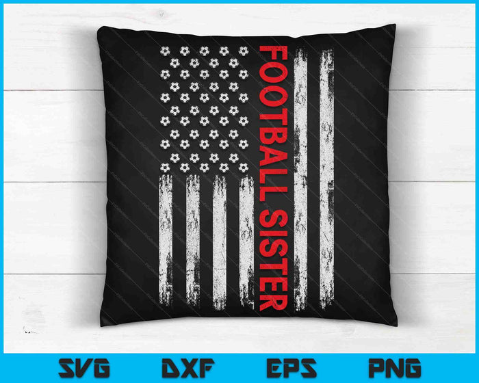 Vintage Football Sister USA Flag SVG PNG Digital Printable Files