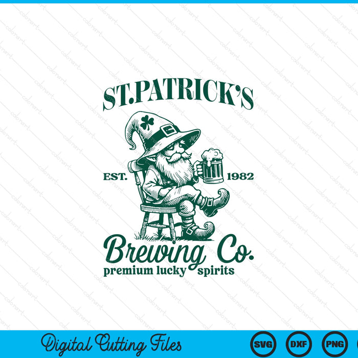 Vintage St Patricks Day gnome drink beer SVG cut file
