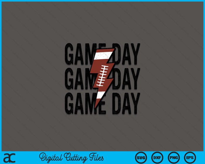 Vintage Game Day Football Lightning Bolt Funny Team Sport SVG PNG Digital Cutting Files