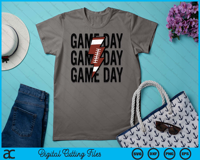 Vintage Game Day Football Lightning Bolt Funny Team Sport SVG PNG Digital Cutting Files