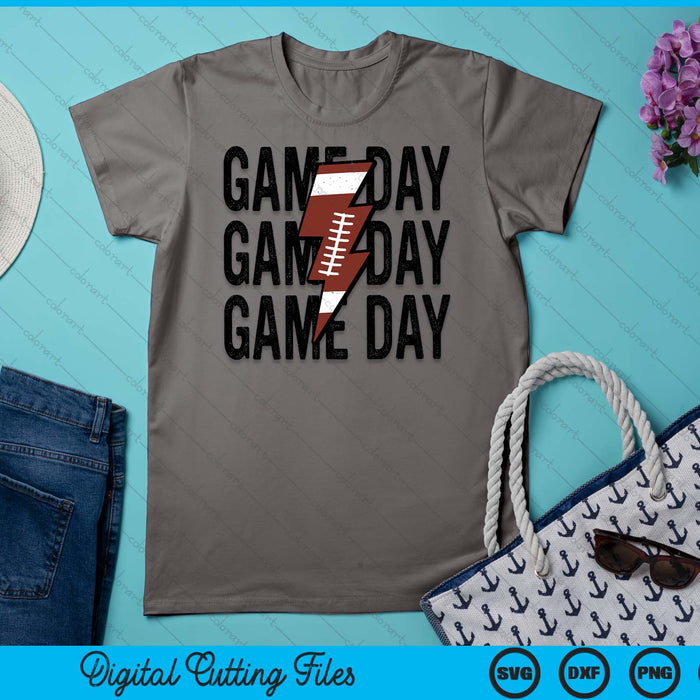 Vintage Game Day Football Lightning Bolt Funny Team Sport SVG PNG Digital Cutting Files
