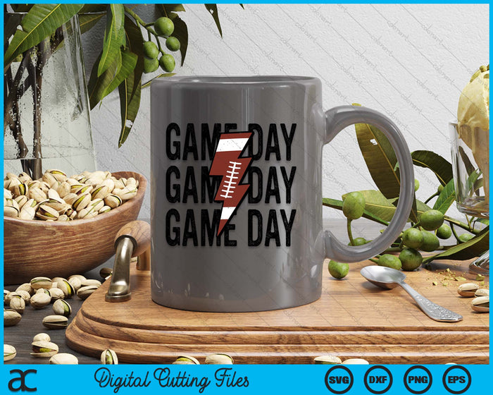 Vintage Game Day Football Lightning Bolt Funny Team Sport SVG PNG Digital Cutting Files