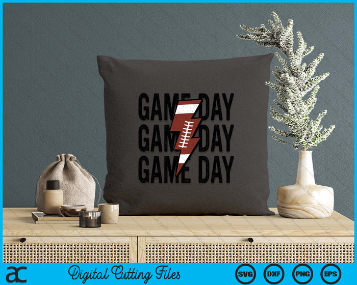 Vintage Game Day Football Lightning Bolt Funny Team Sport SVG PNG Digital Cutting Files