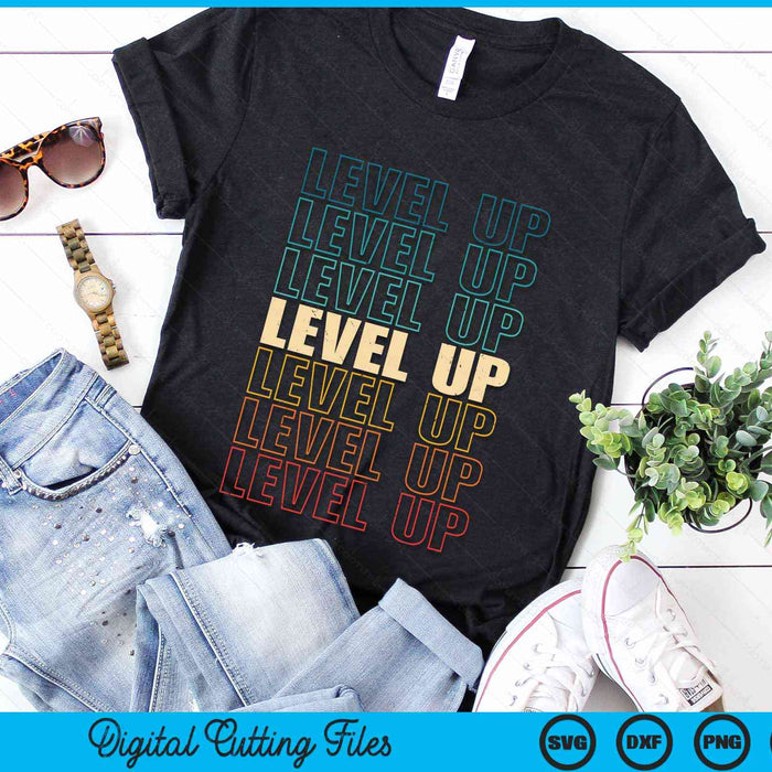 Vintage Gamer LEVEL UP Video Game Lover SVG PNG Digital Cutting Files